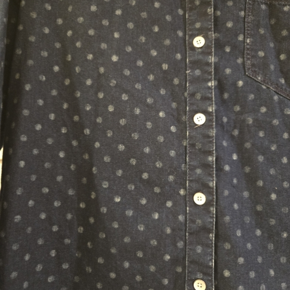 Madewell Boyfriend Polka Dot Chambray Button Down Shirt Size Small - Picture 4 of 8
